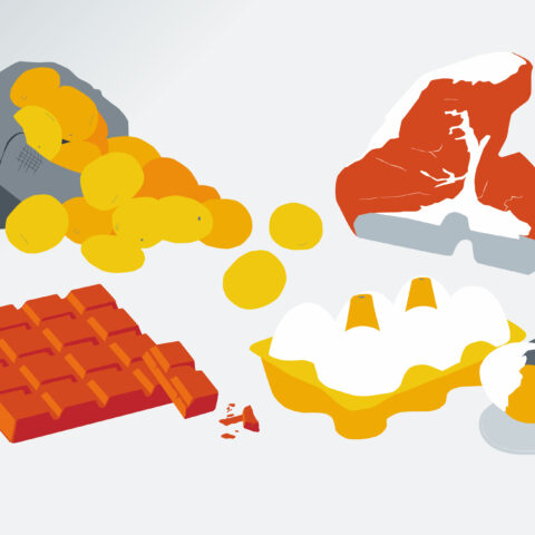 Illustrationen, Kartoffeln, Fleisch, Schokolade, Eier